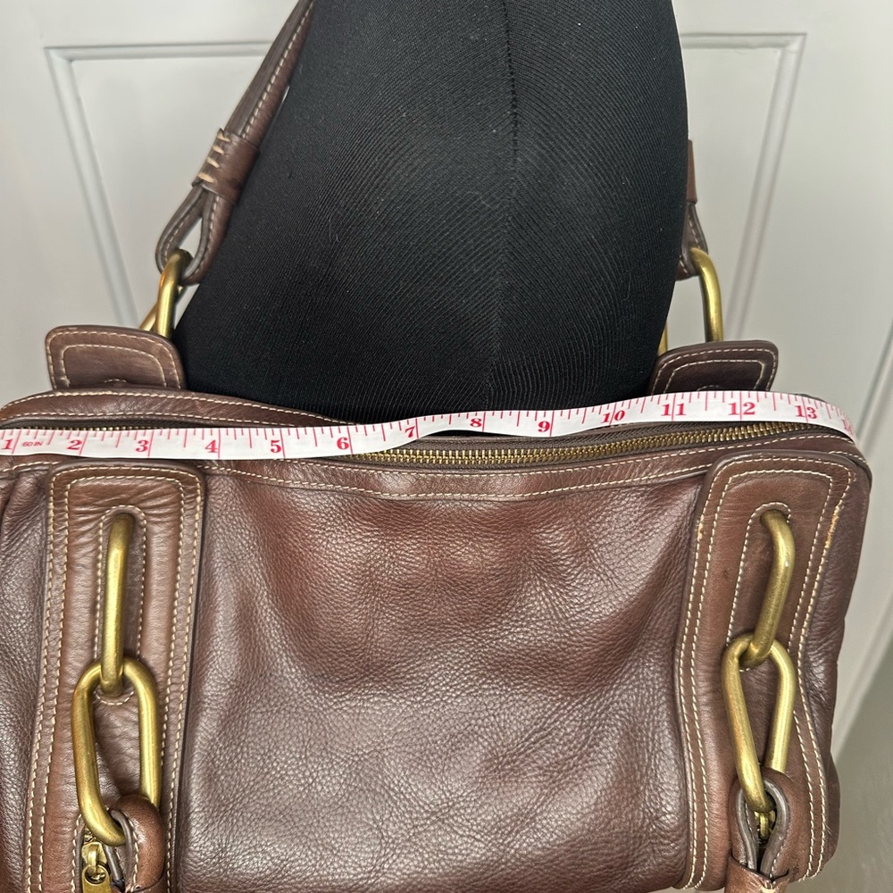 Kate Landry Brown Leather Shoulder Bag with Gold Accents - Picture 9 of 12